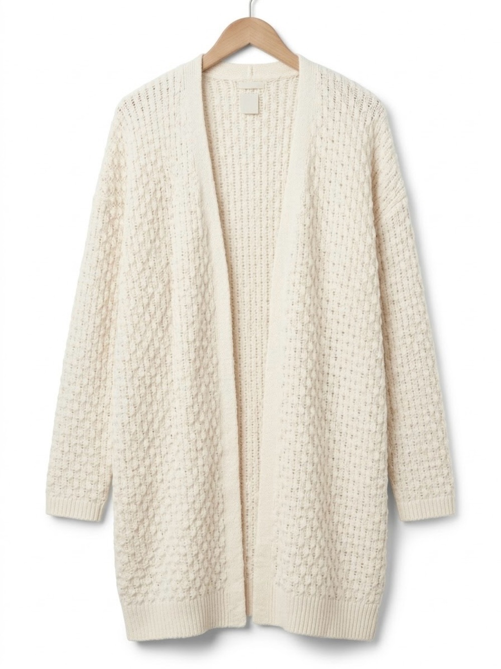 Artelier Nicole Miller Cream Honeycomb Open Knit Cardigan Sweater Sz XL Coastal